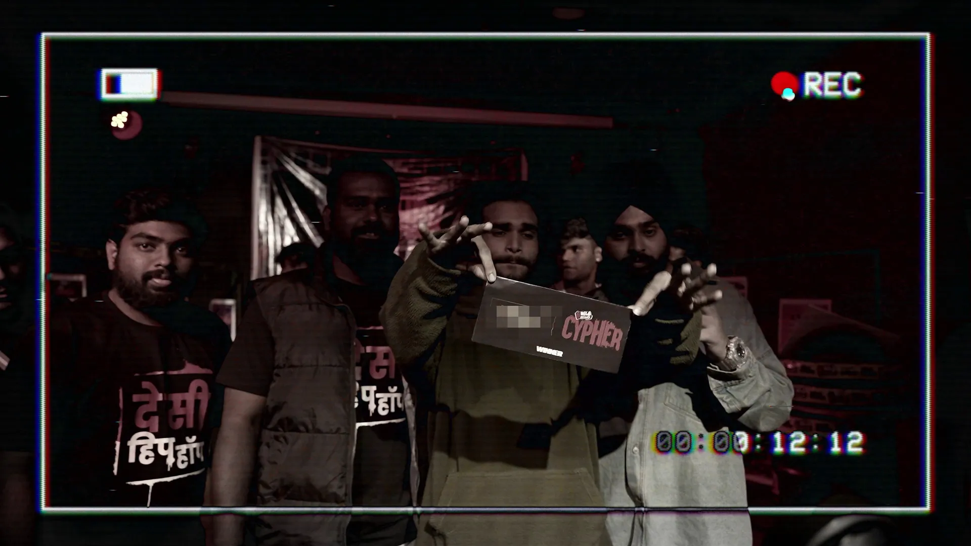 B12 Collective performing together — Faraz OG, Kiyaan, INK Toxic at a cypher event